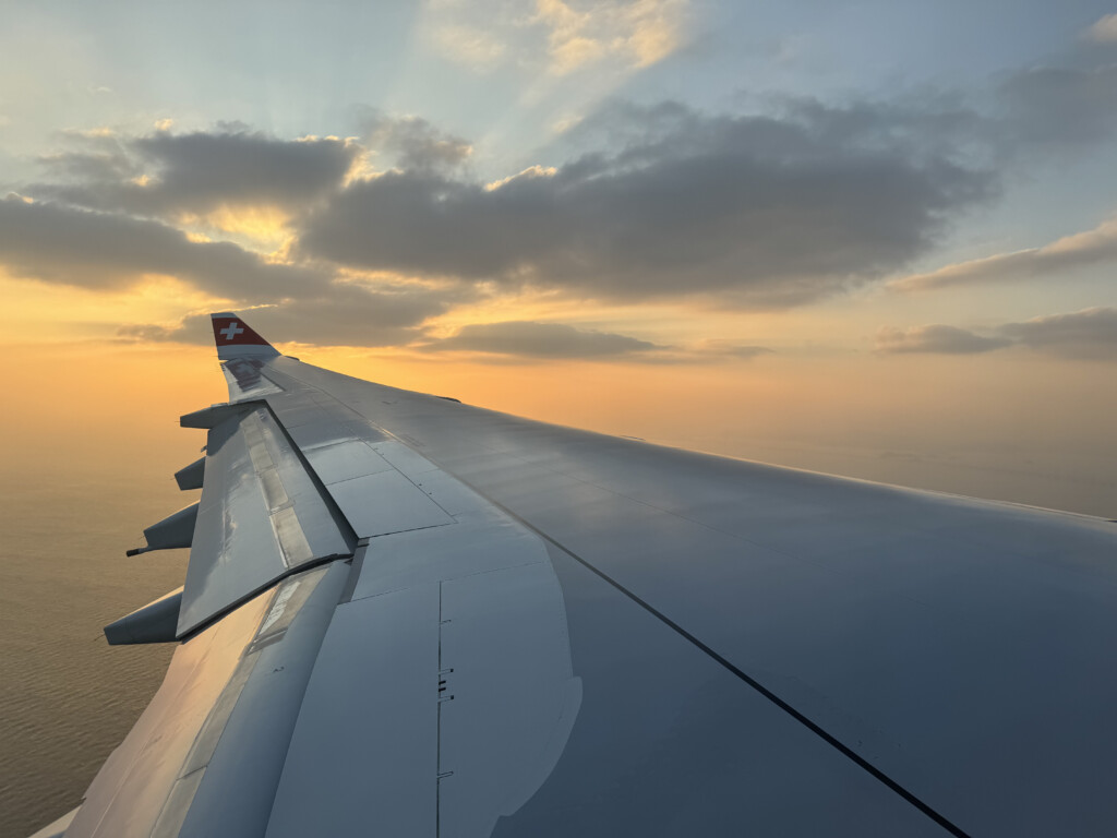 the wing of an airplane