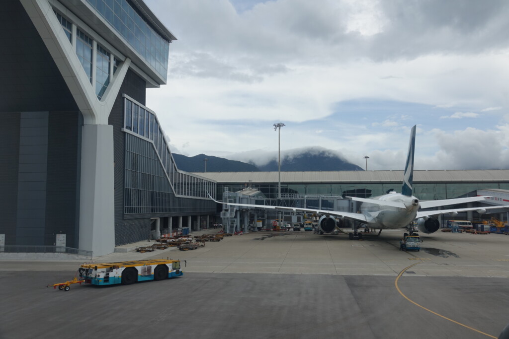 an airplane parked at an airport