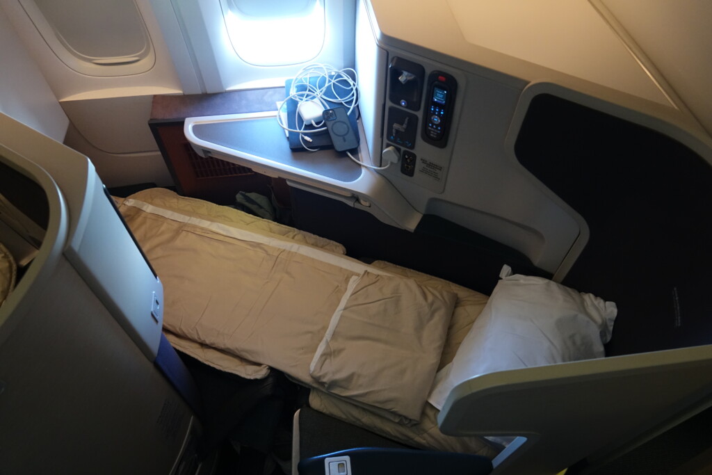 a bed in an airplane