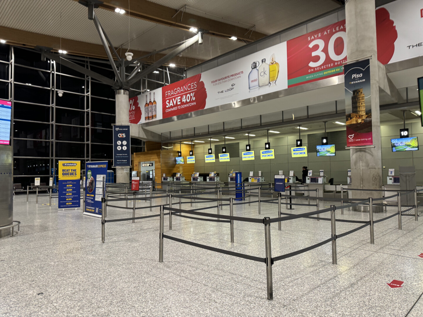 a check in area at an airport