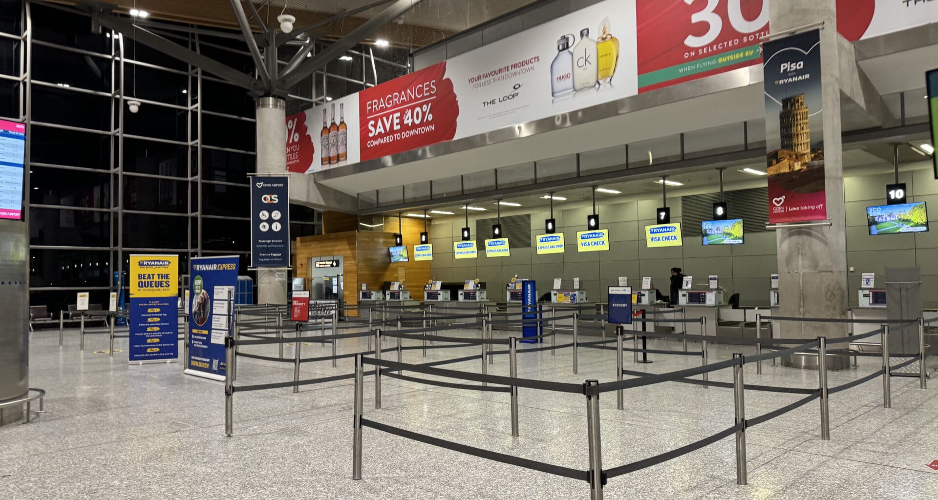 a check in area at an airport