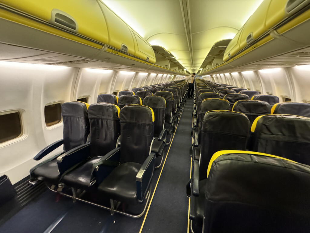 a row of seats in an airplane