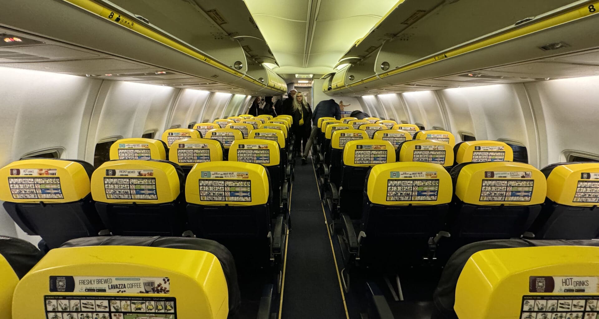 a row of seats in an airplane