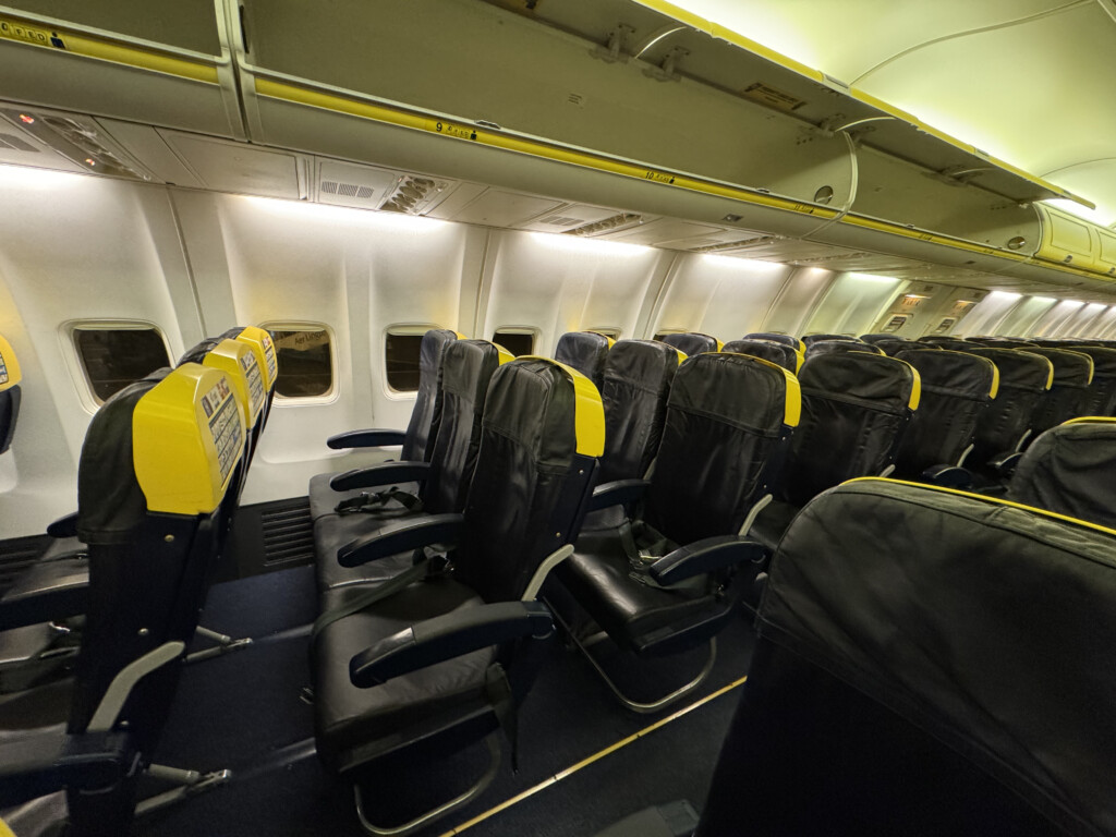 a row of seats on an airplane