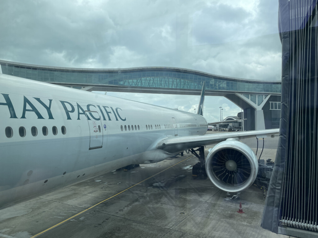 a plane parked at an airport