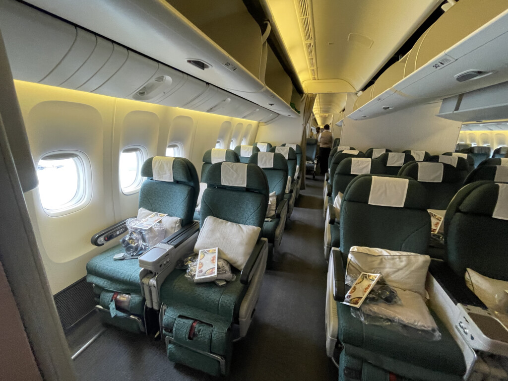 an airplane with many seats