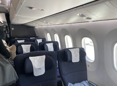 a row of seats on an airplane