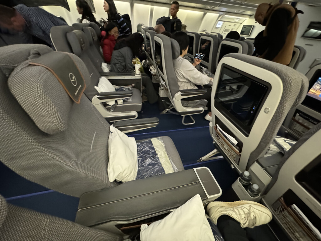 a group of people sitting in a plane