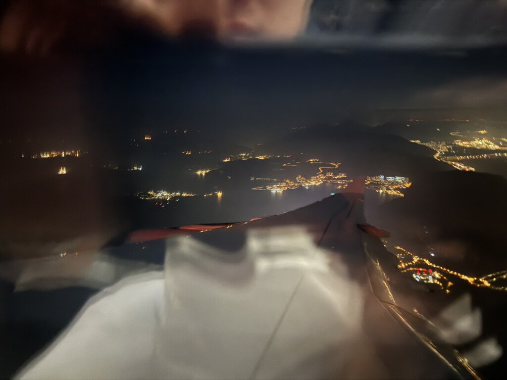 a view of a city from a plane window