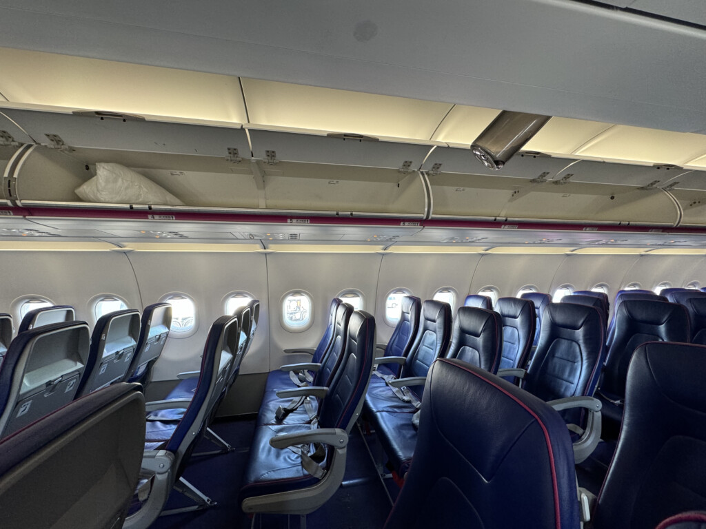 an airplane with seats and windows