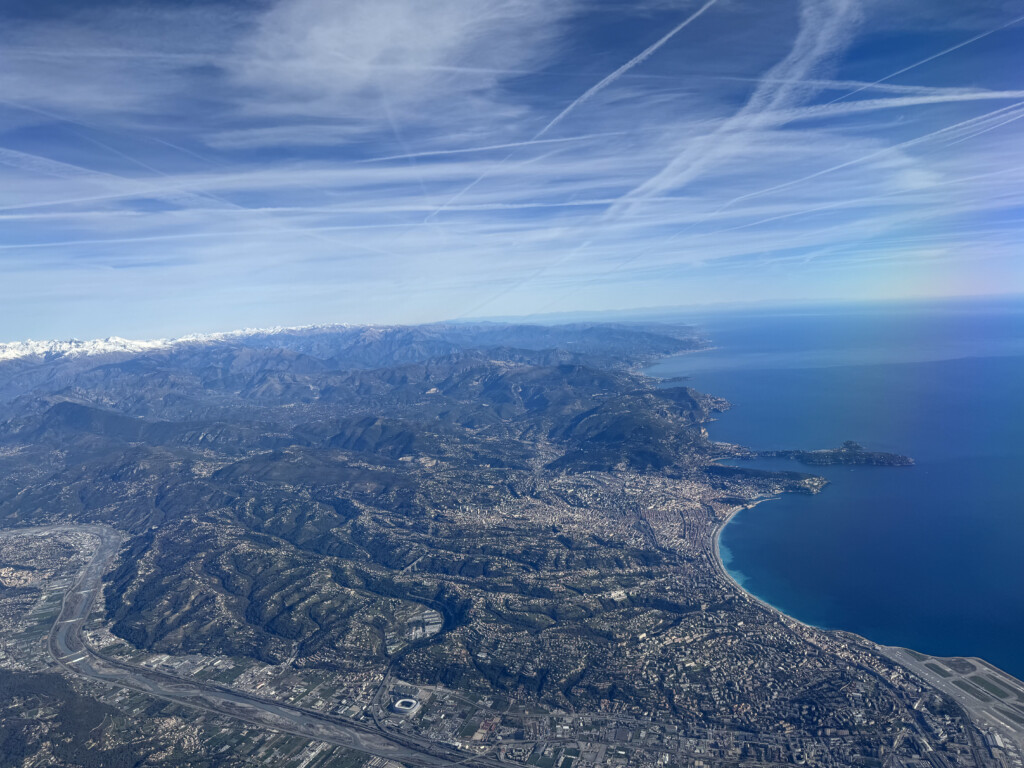 aerial view of a city and the ocean