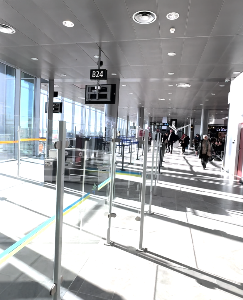 a glass doors in a building