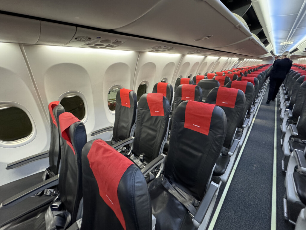 a row of seats in an airplane