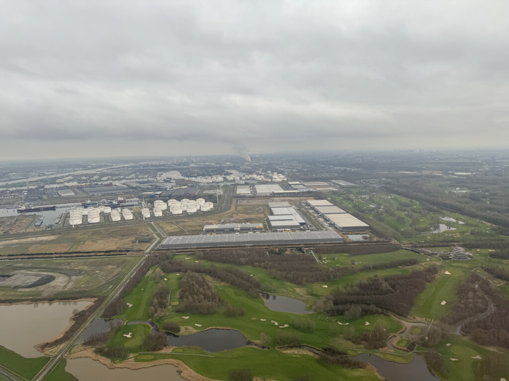 an aerial view of a city