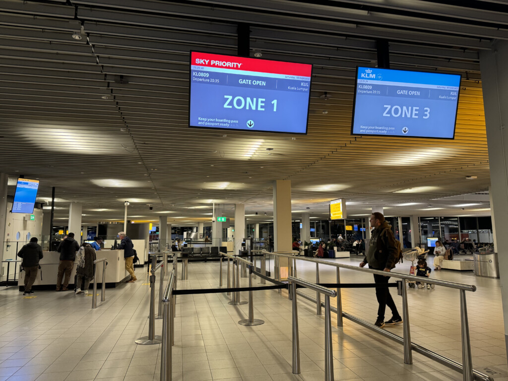 a group of people in an airport