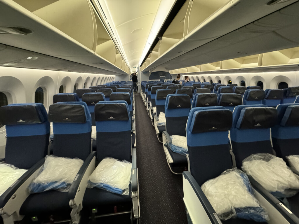 an airplane with rows of seats