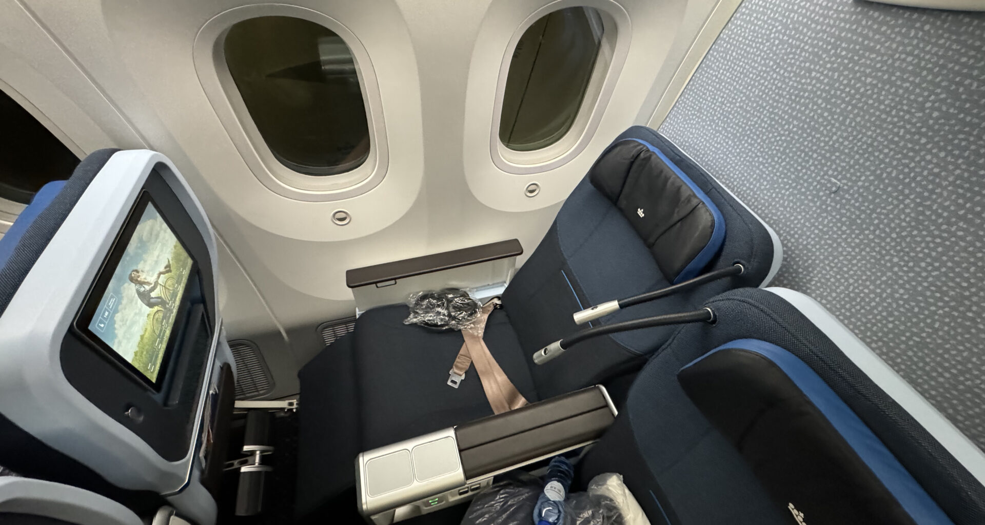 a seat in an airplane