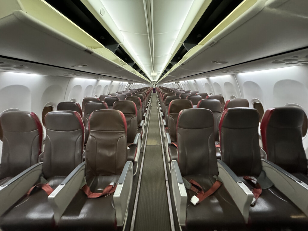 rows of seats in an airplane