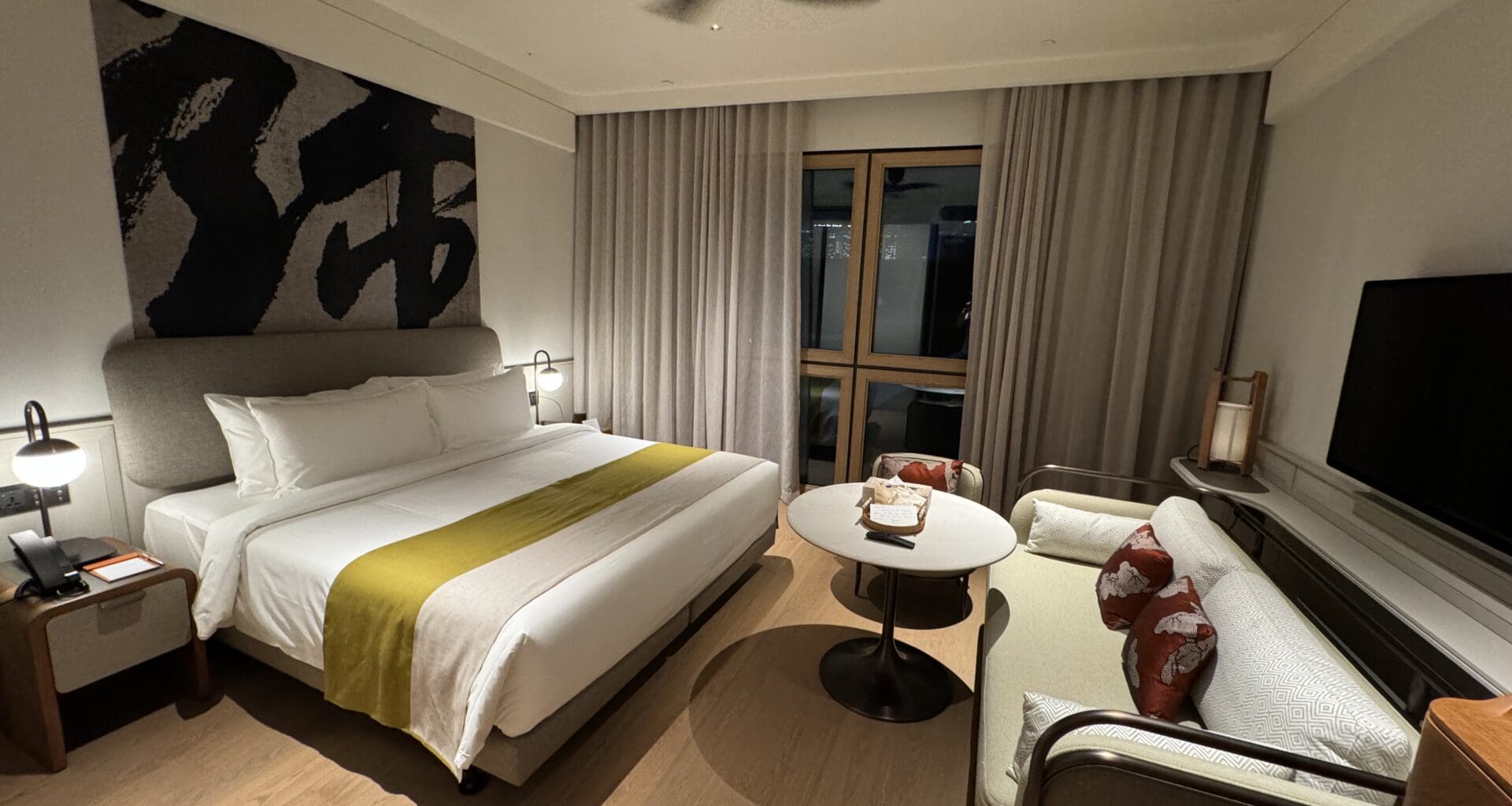 a room with a bed and a table