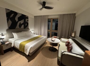 a room with a bed and a table