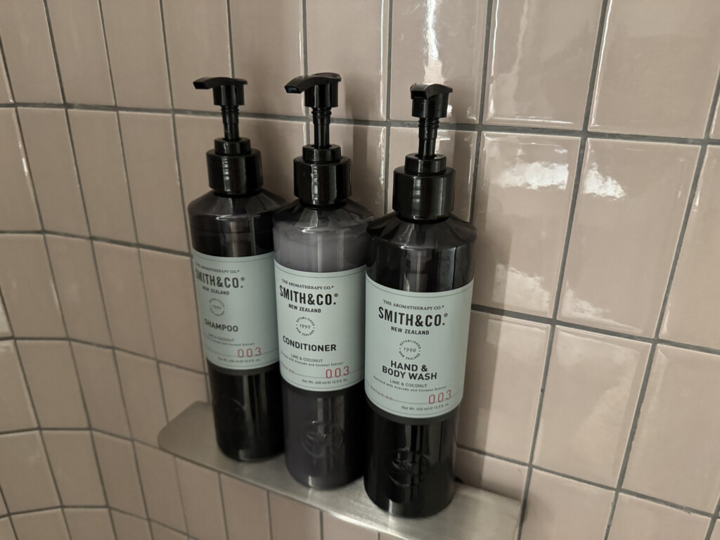 a group of soap bottles on a shelf