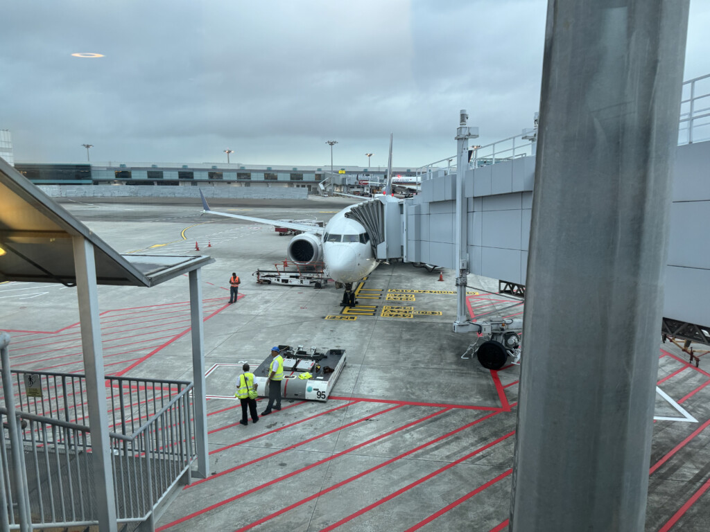 an airplane parked at an airport