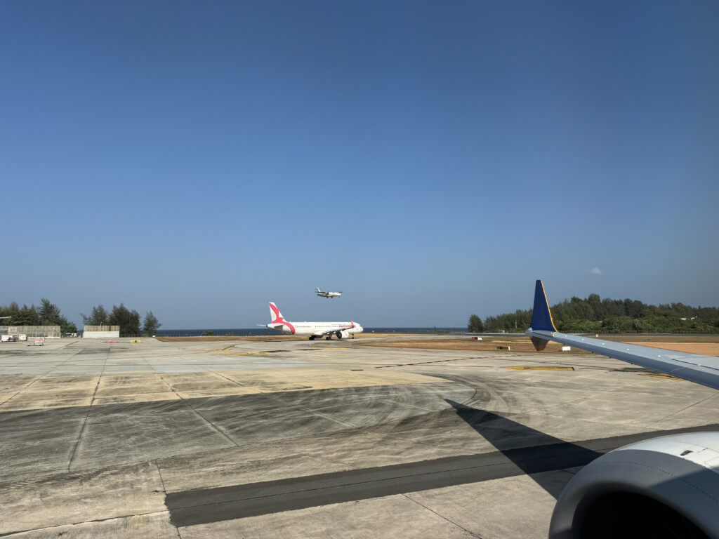 a plane on the runway