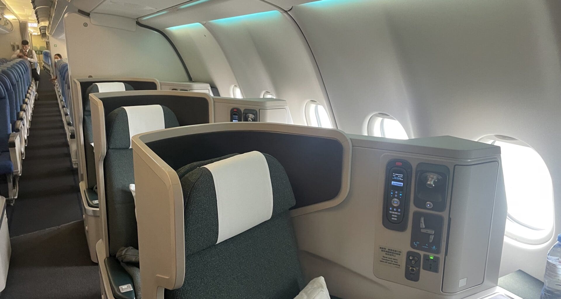 a row of seats in an airplane