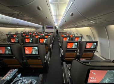 an airplane with rows of seats