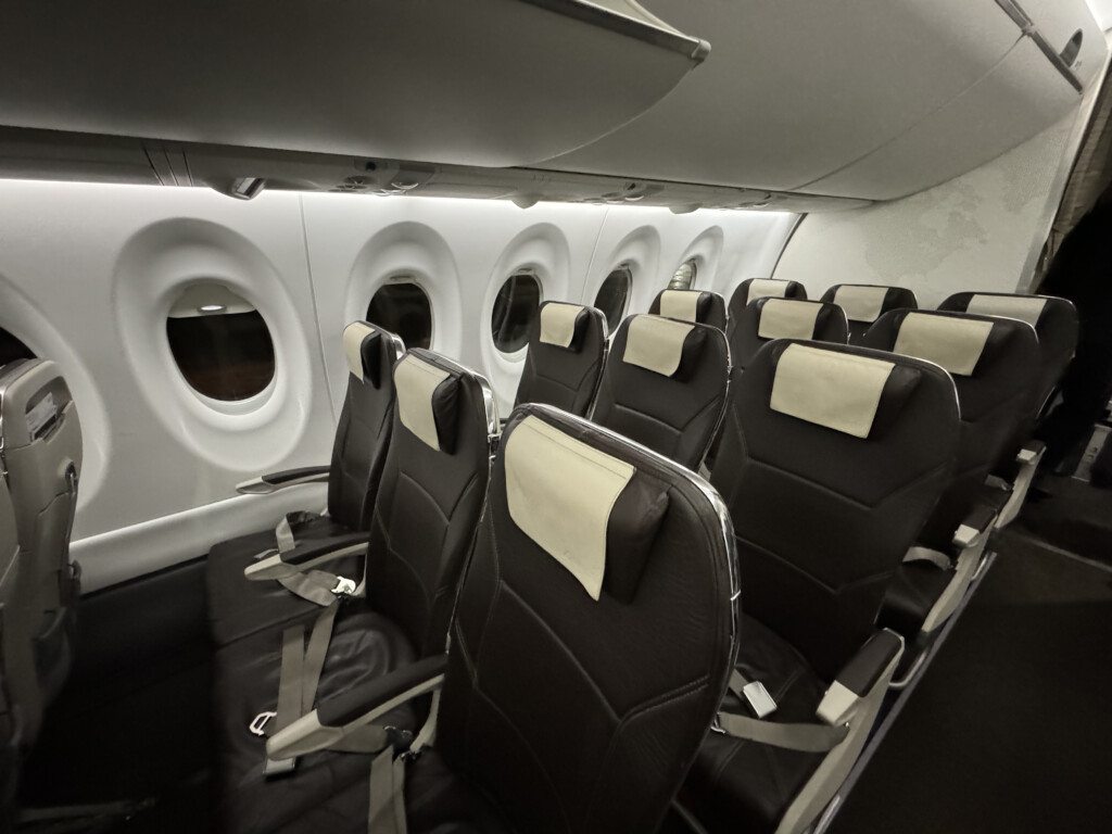 a row of seats in an airplane