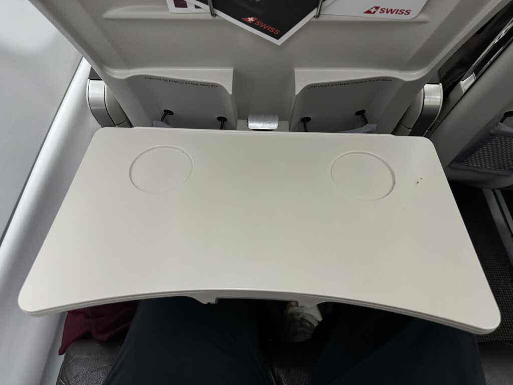 a white table on a plane