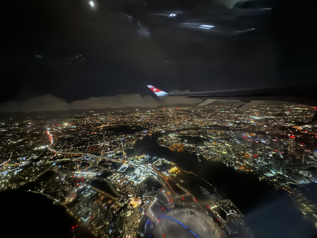 an airplane wing in the sky