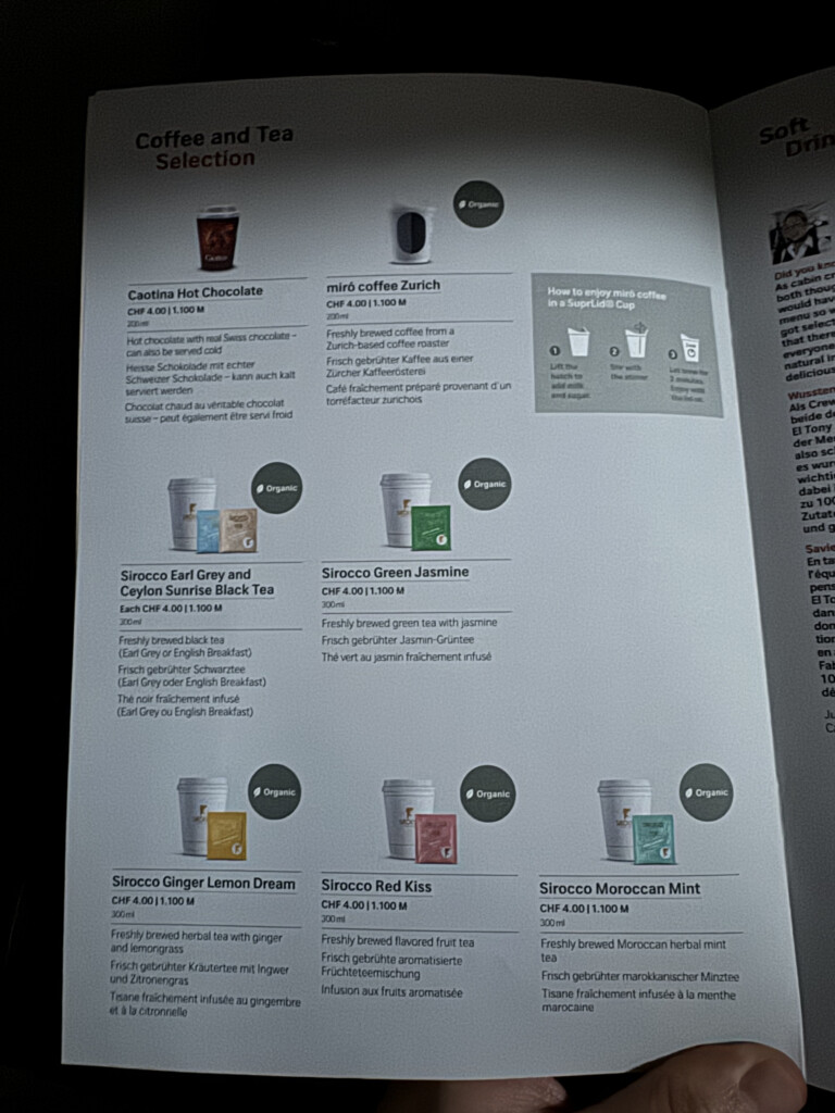 a menu of coffee drinks