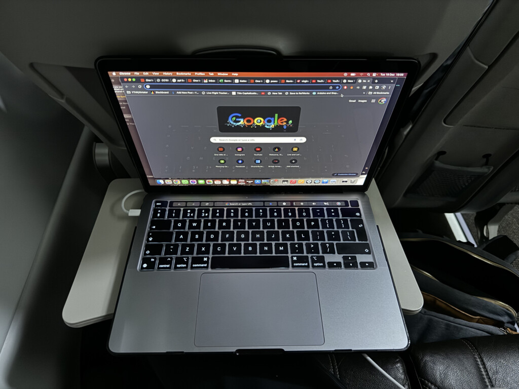 a laptop on a chair