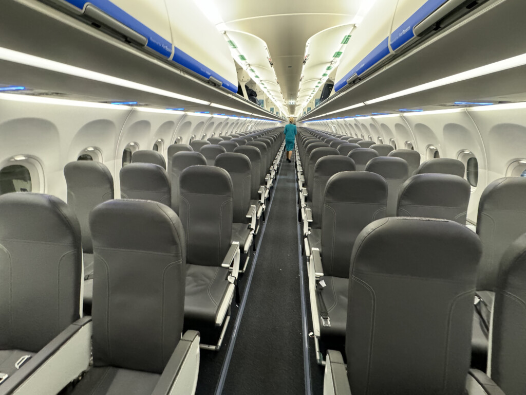 an airplane with rows of seats