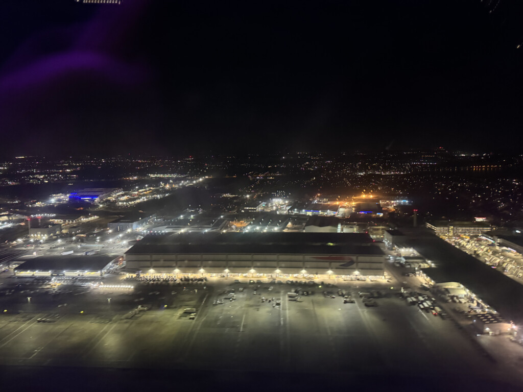 a large building with lights at night