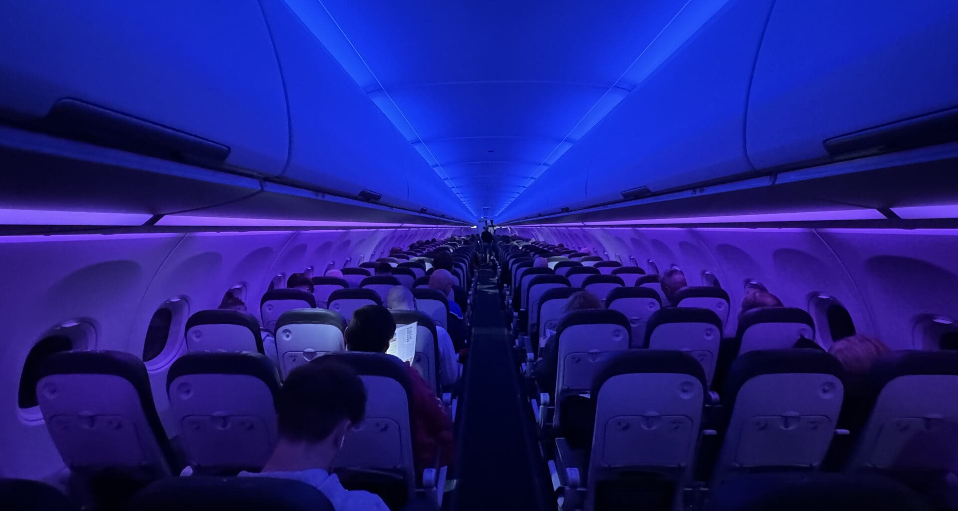 a plane with people in the back