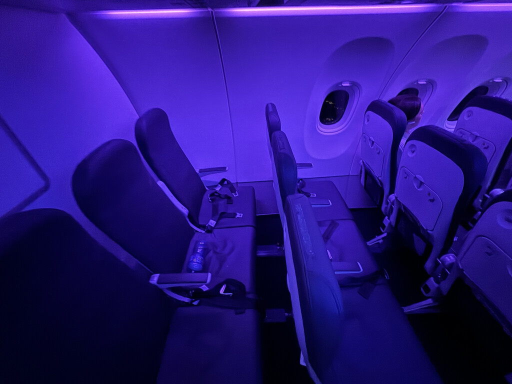 a row of seats in an airplane