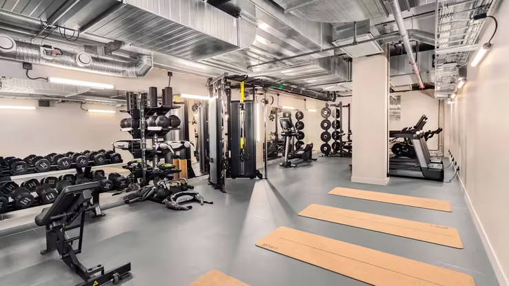 a gym with exercise equipment