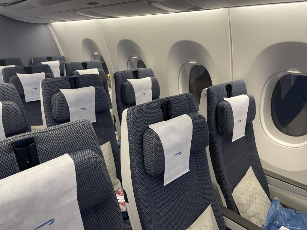 a row of seats in an airplane