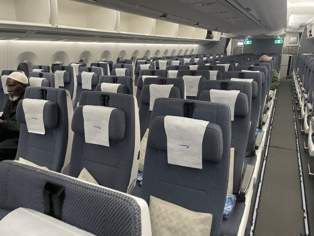 a row of seats in an airplane