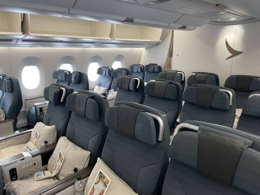 a row of seats in an airplane