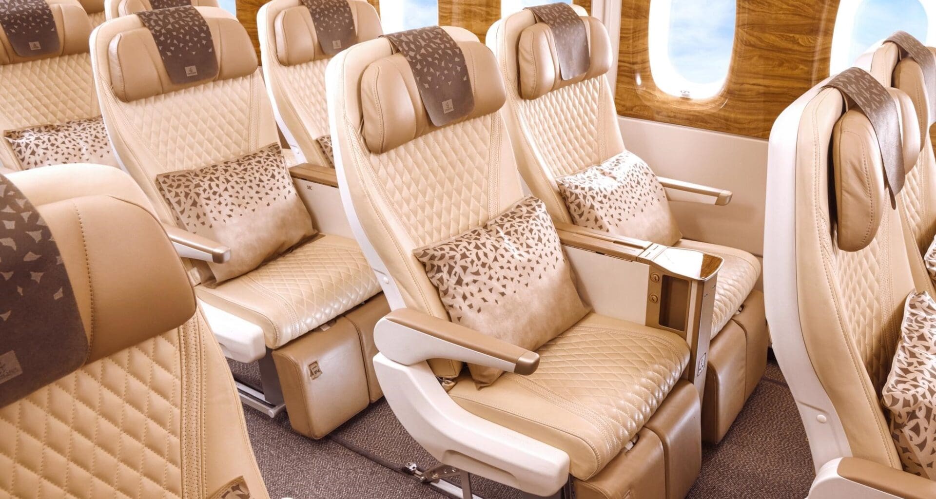 a row of seats in a plane