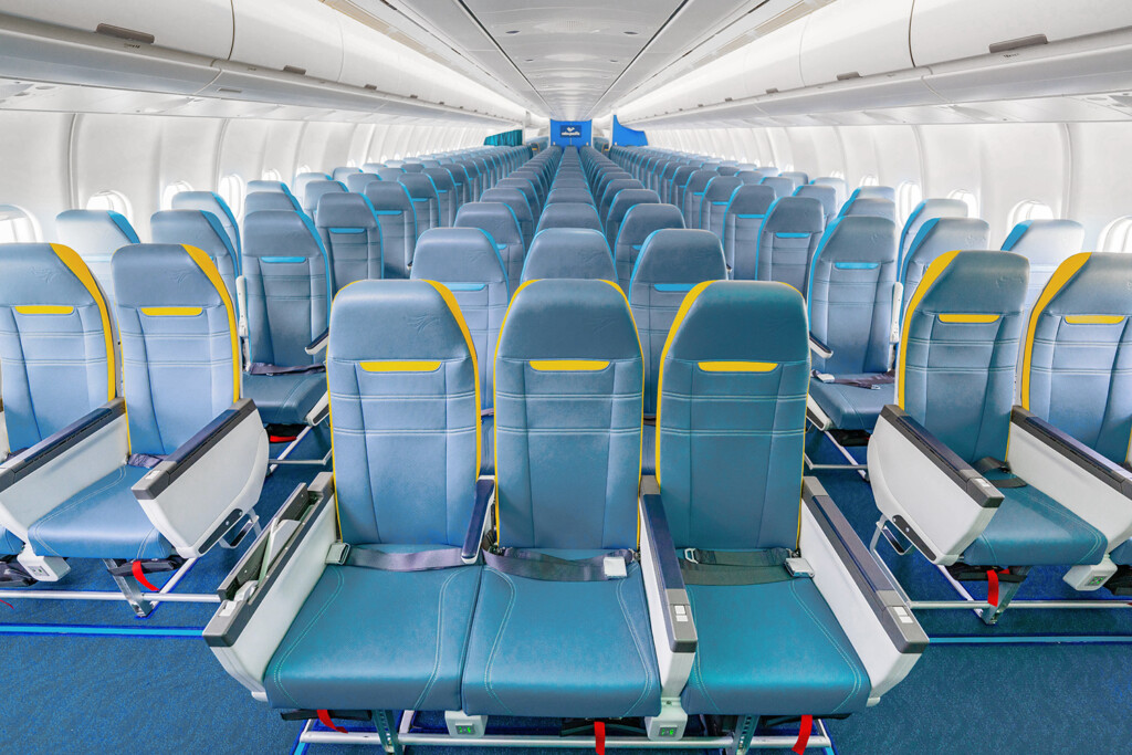 rows of seats in an airplane