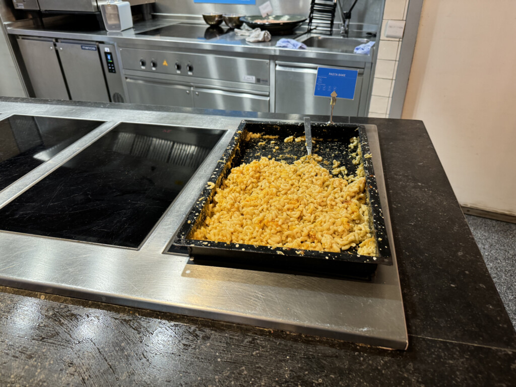 a pan of food on a counter