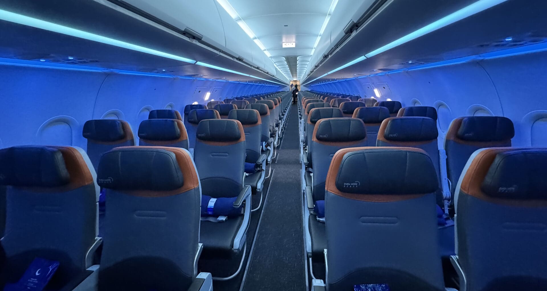 a row of seats in an airplane