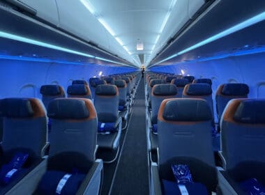 a row of seats in an airplane