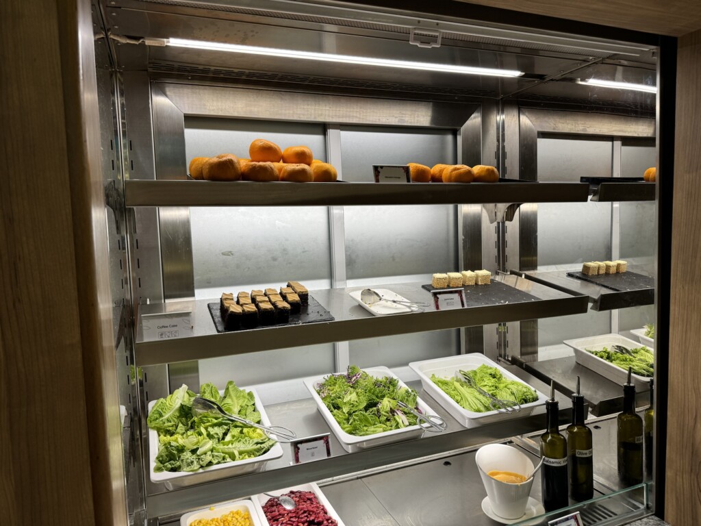 food on shelves in a restaurant