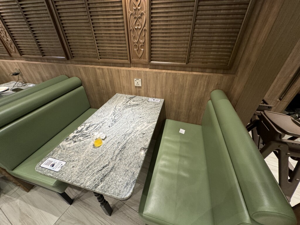 a table and chairs in a room