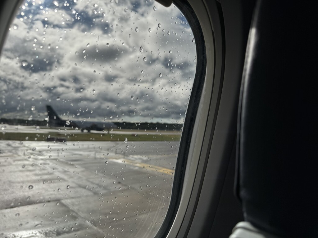 a window with raindrops on it